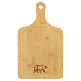 15 1/2" x 9"  Bamboo Paddle Shaped Cutting Board with Drip Ring