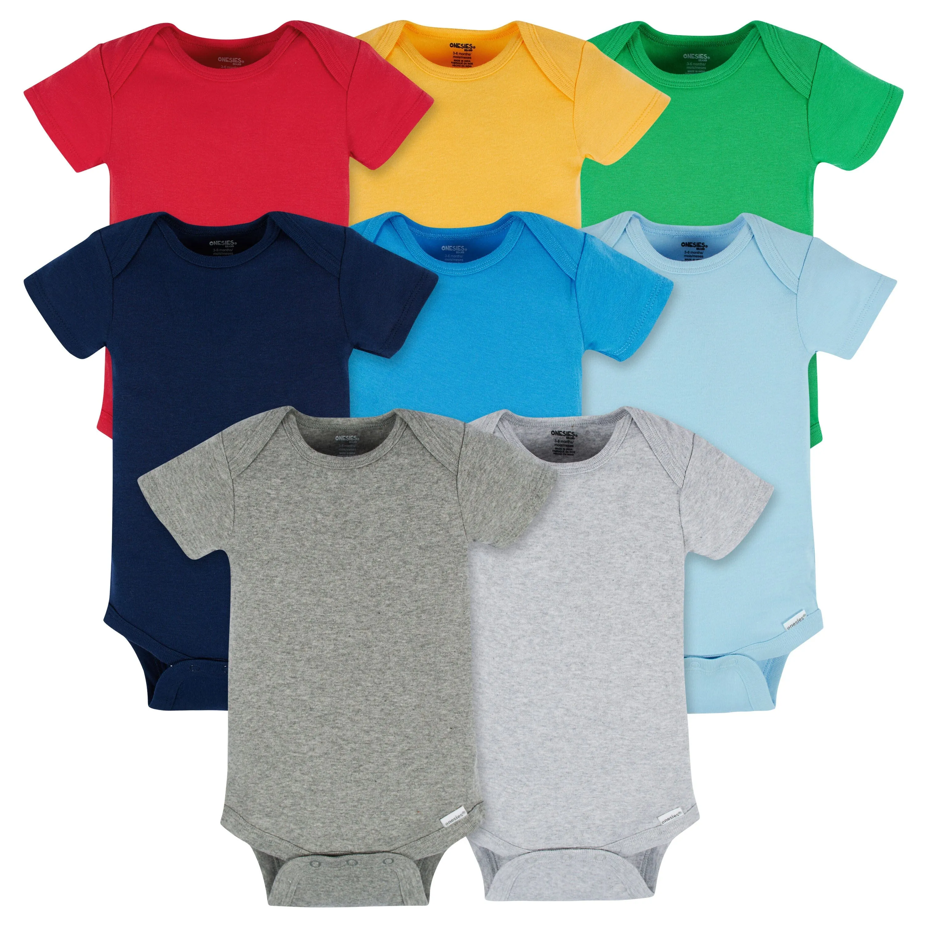 8-Pack Baby Neutral Classic Rainbow Short Sleeve Onesies Bodysuits