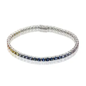 9ct White Gold & Multi-Coloured Sapphire Tennis Bracelet