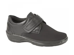 ABBEY Ladies Leather Velcro Wide EEE Fit Shoes Black