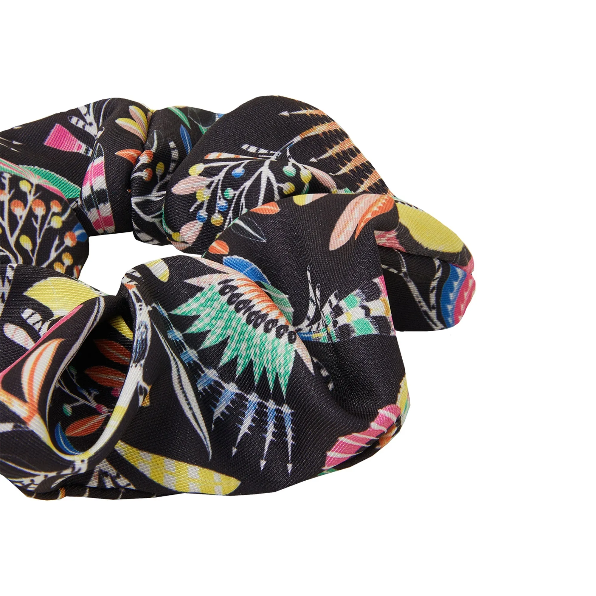 Accessorize London Women's Black Tropical Print Scrunchie