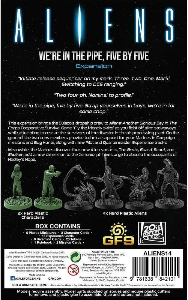 Aliens: We're In The Pipe, Five By Five Expansion Board Game