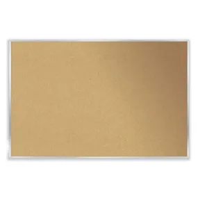 Aluminum-frame Natural Corkboard, 96.5 X 48.5, Tan Surface, Satin Aluminum Frame