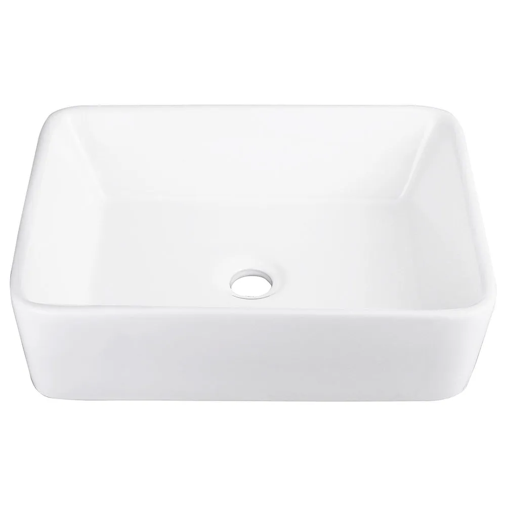 Aquaterior Rectangular Sink Vanity Porcelain Sink & Drain 19x15