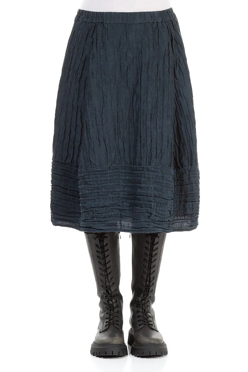 Balloon Midnight Blue Crinkled Silk Linen Skirt