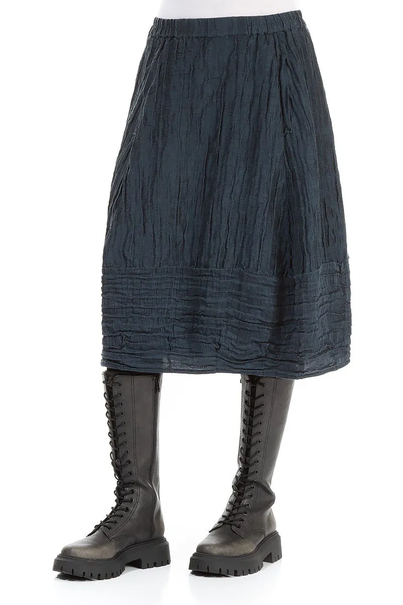 Balloon Midnight Blue Crinkled Silk Linen Skirt