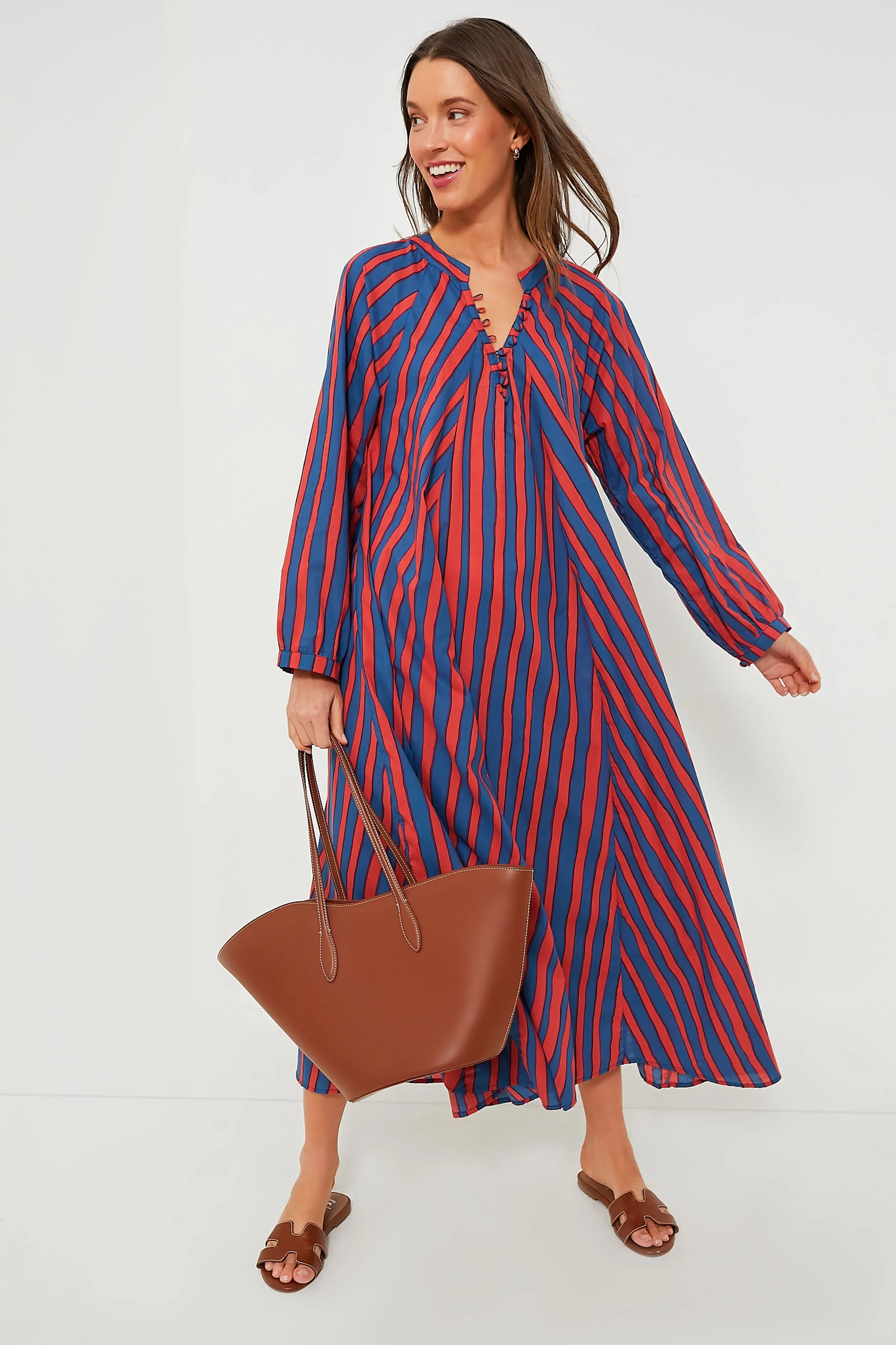 Batik Stripe Blood Orange Fiore Maxi Dress