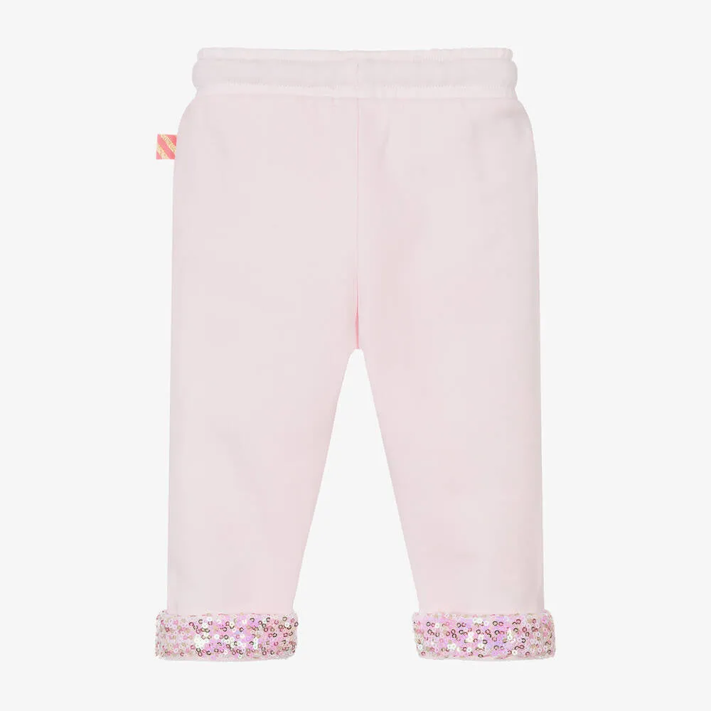 Billieblush Baby Girls Pink Cotton & Sequin Joggers