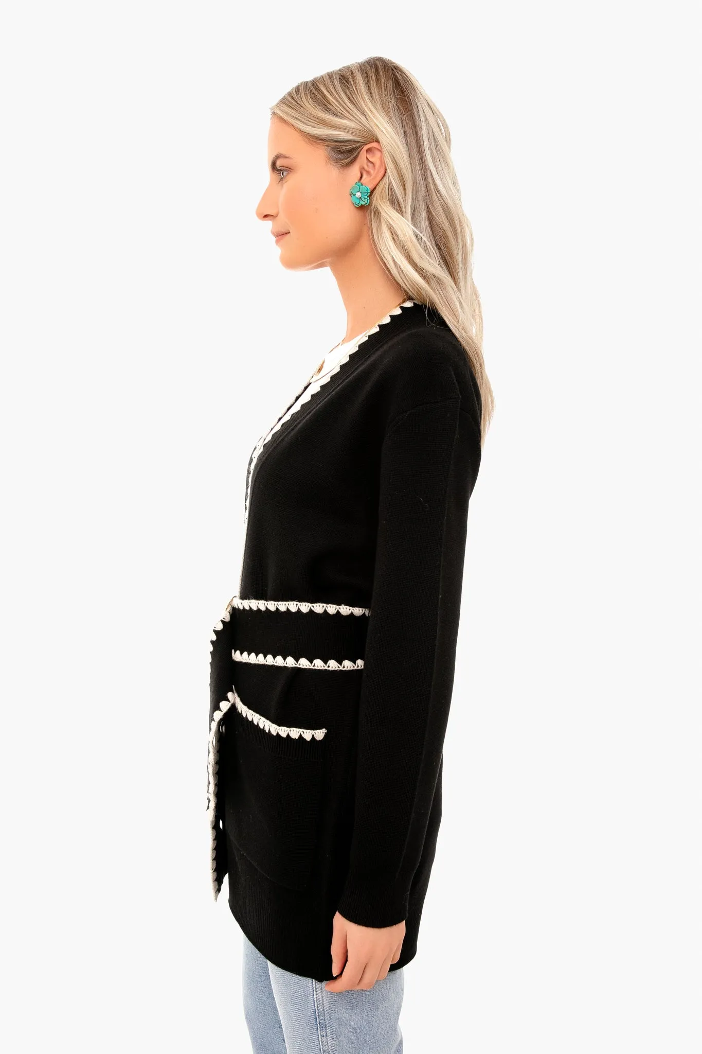 Black Belted Cardigan