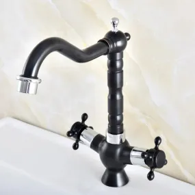 Black Oil Rubbed Sink Basin Swivel Spout Faucet Mixer Water Tap