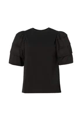 Black Pintuck Sleeve T-Shirt