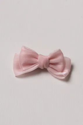 Blush Charm: Soft Pink Satin Bow Clip