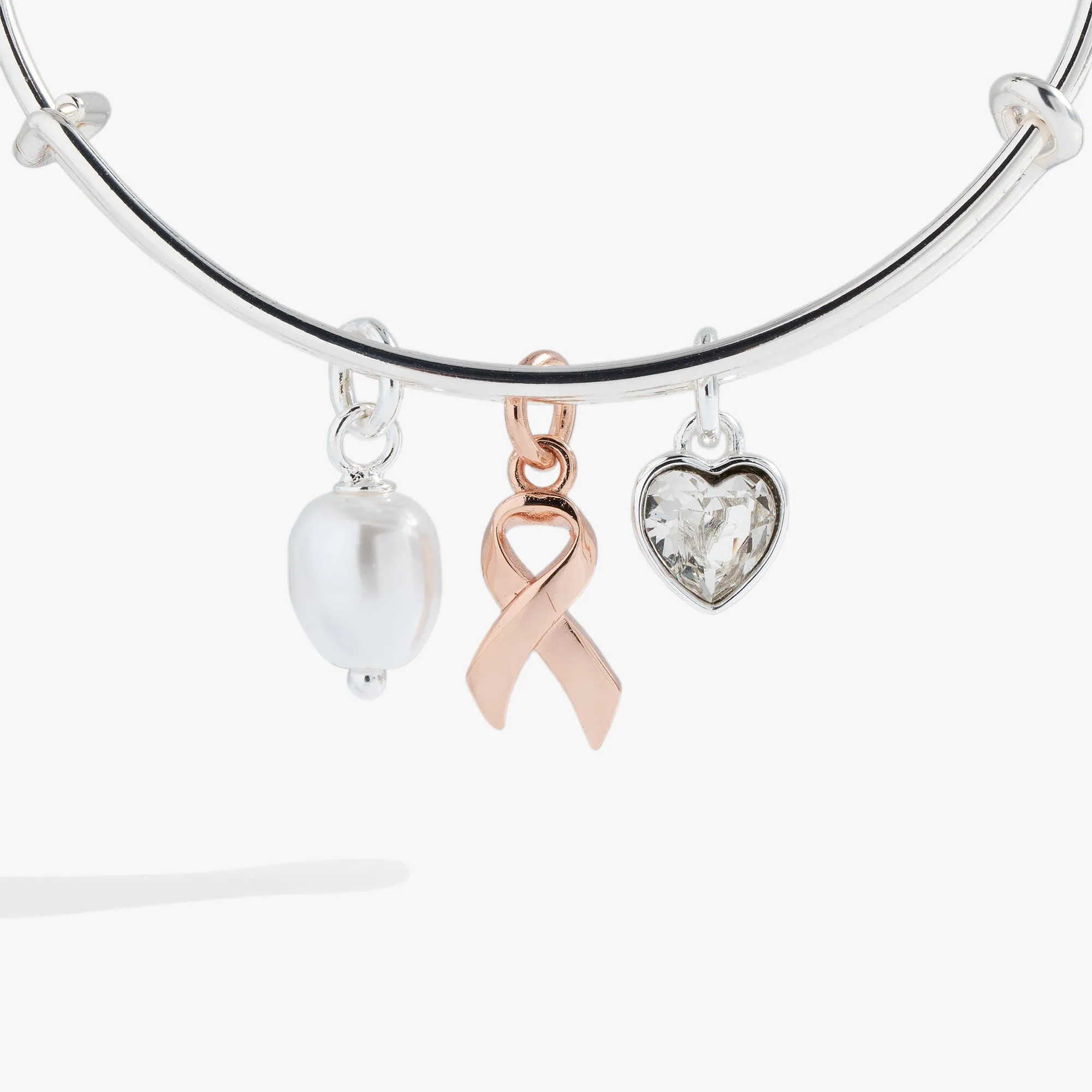 Breast Cancer Awareness Triple Charm Bangle