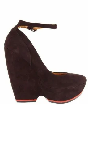 Brown Suede High Wedge Shoes