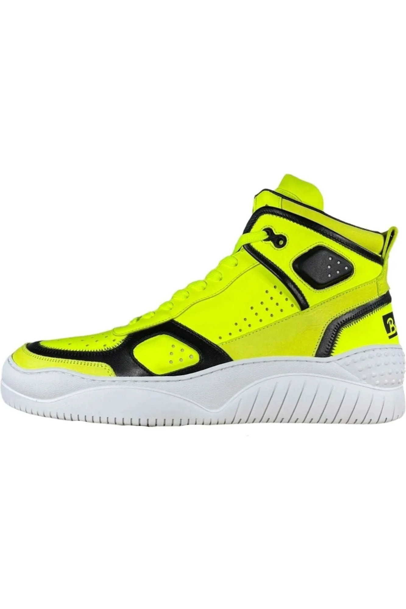 Buscemi Men's Basket Neon Yellow Leather High Top Sneakers