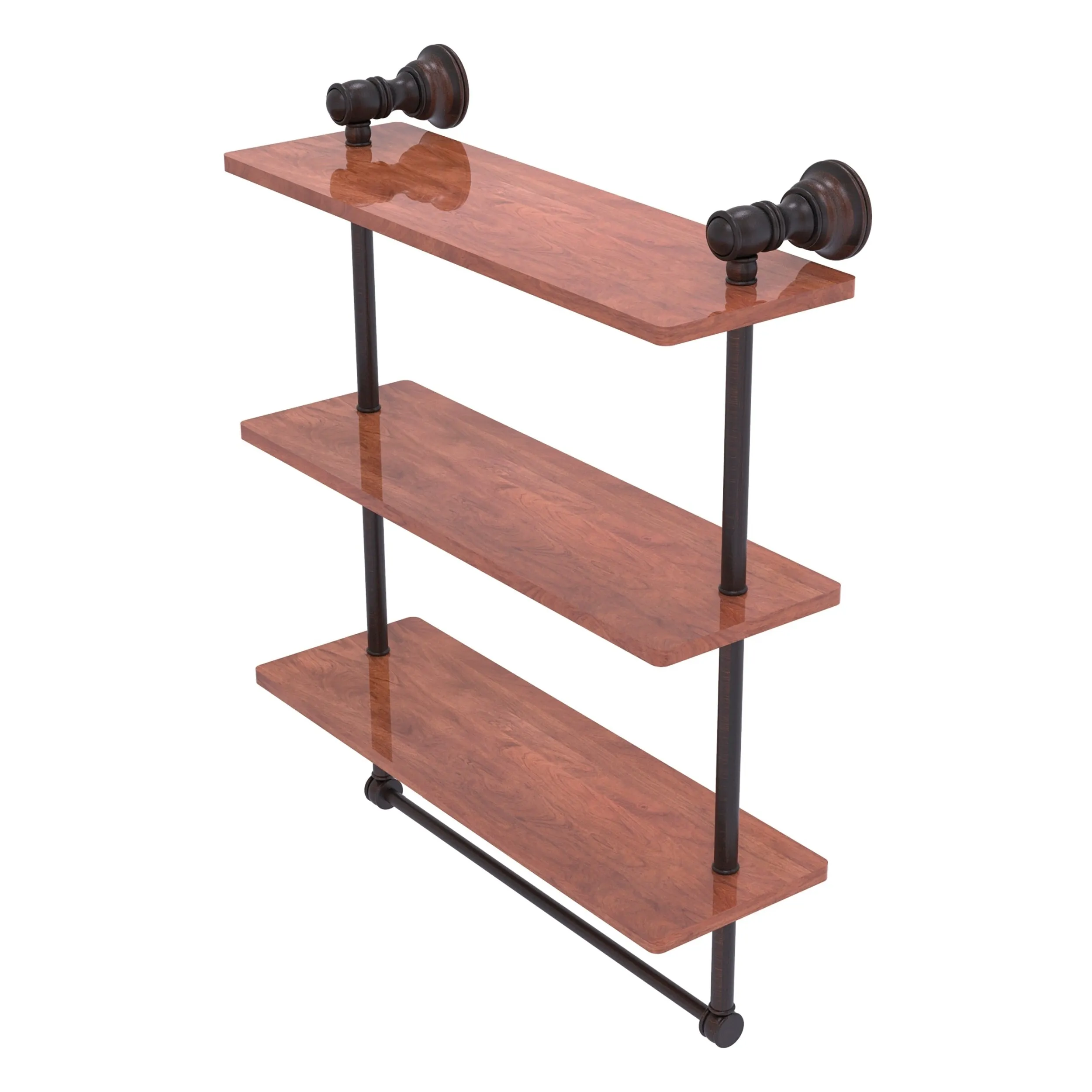 Carolina Collection Triple Wood Shelf with Towel Bar