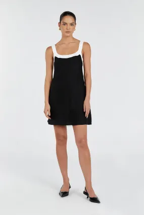 CARTER BLACK LINEN SHIFT MINI DRESS