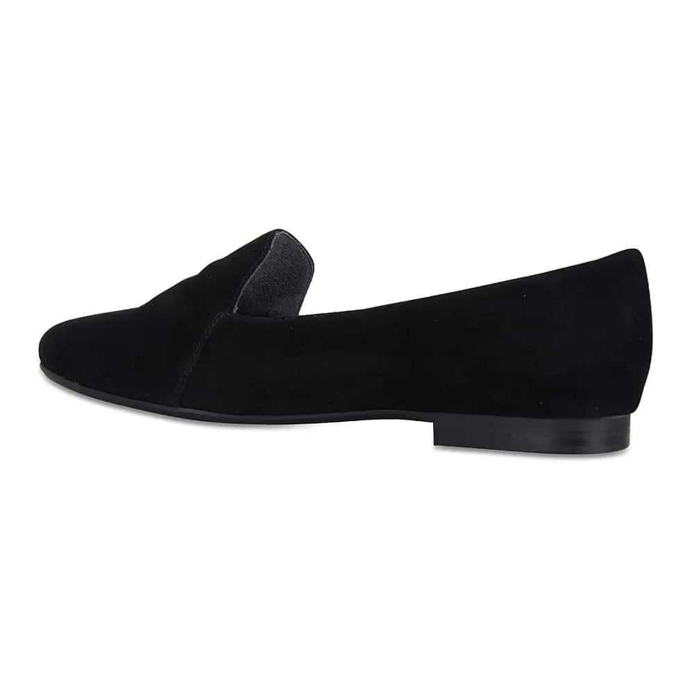 Castle Flat in Black Suede