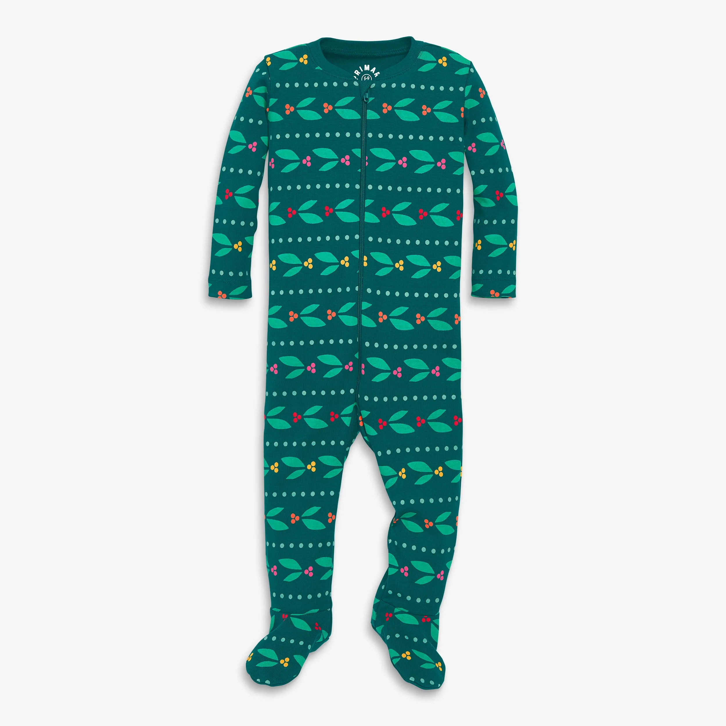 Clearance baby organic zip footie in holly berries