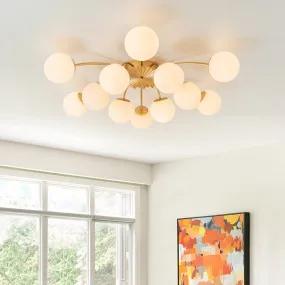 Contemporary 12-Light Opal Glass Globe Semi-Flush Mount