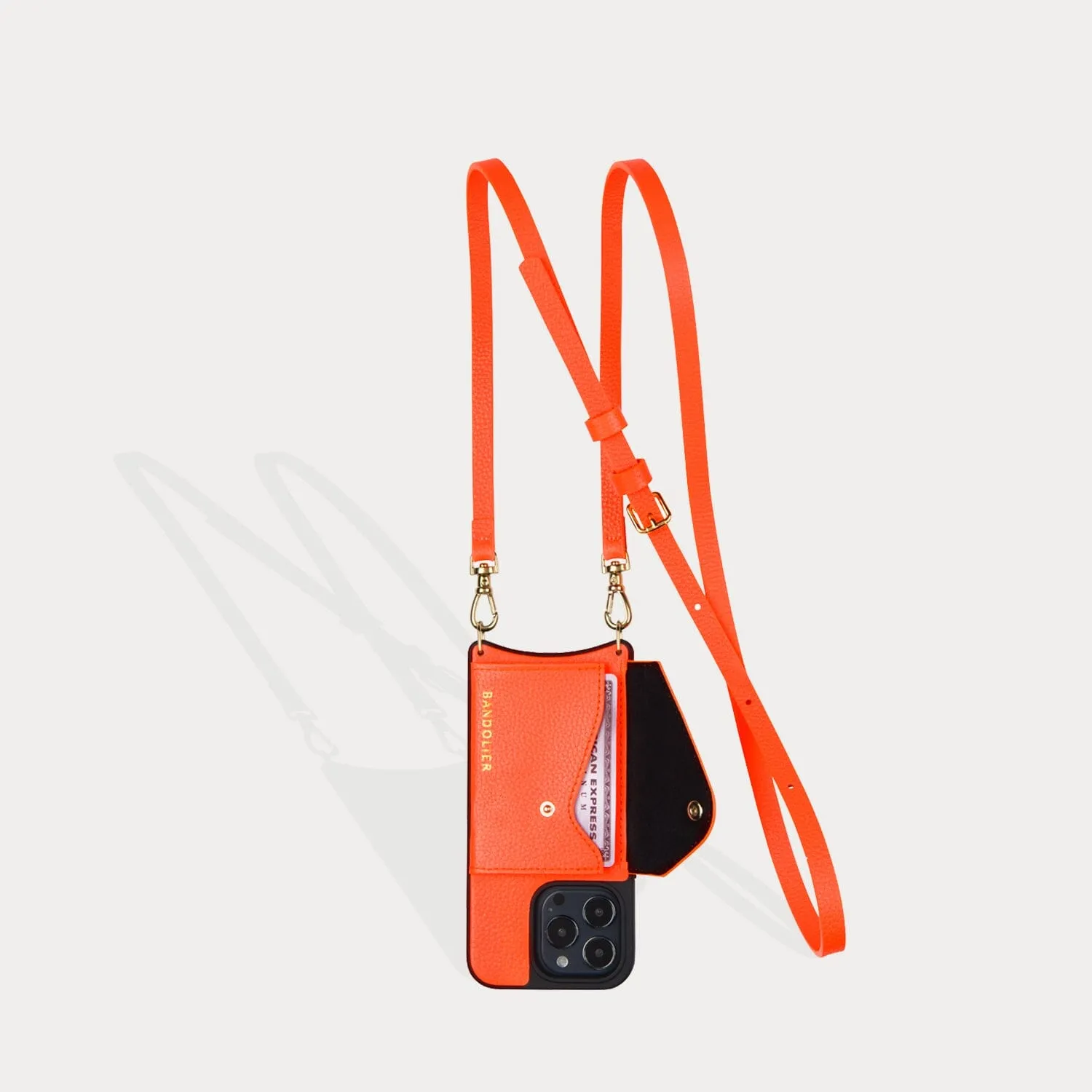 Donna Side Slot Crossbody Bandolier - Neon Orange/Gold