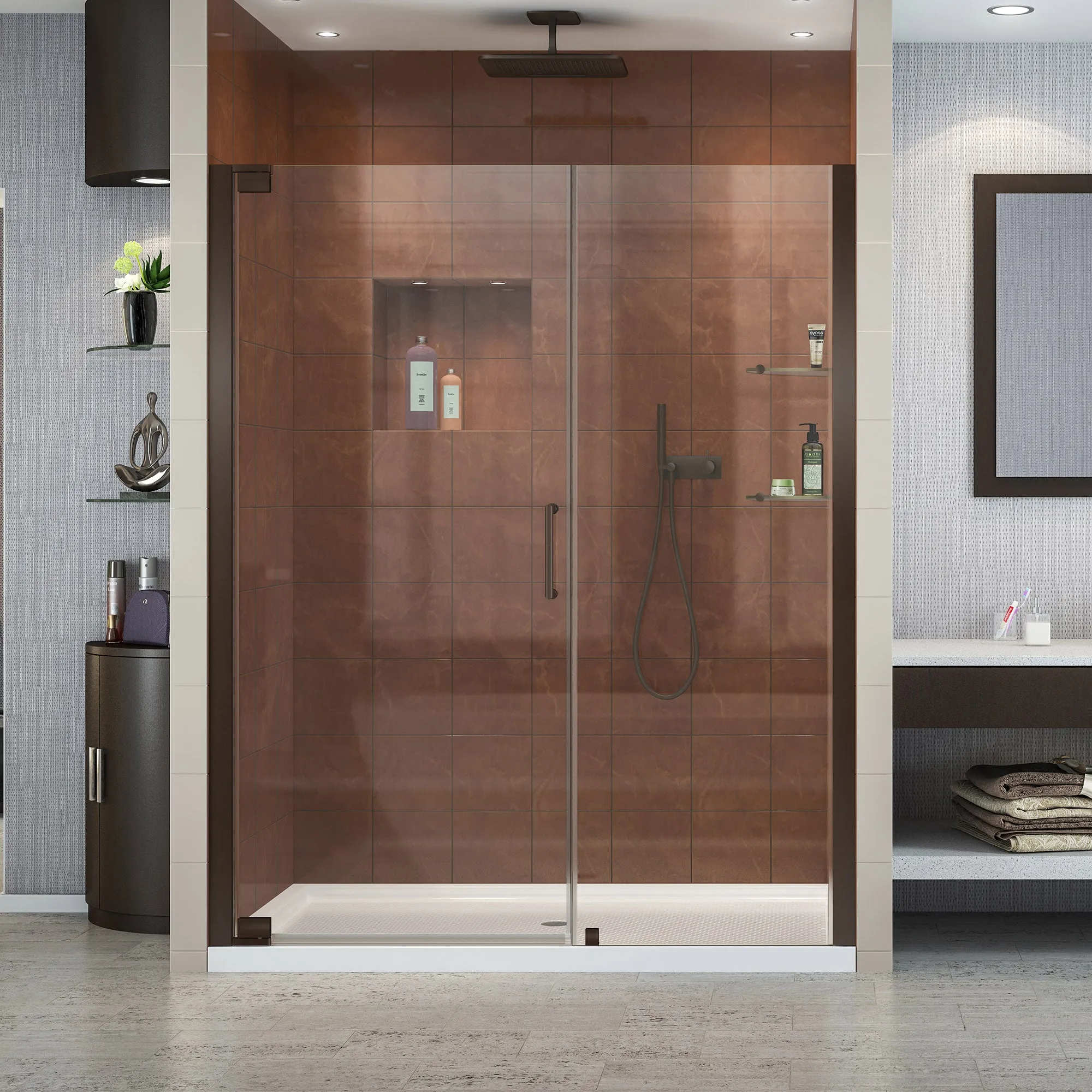 DreamLine Elegance 51-53 in. W x 72 in. H Frameless Pivot Shower Door