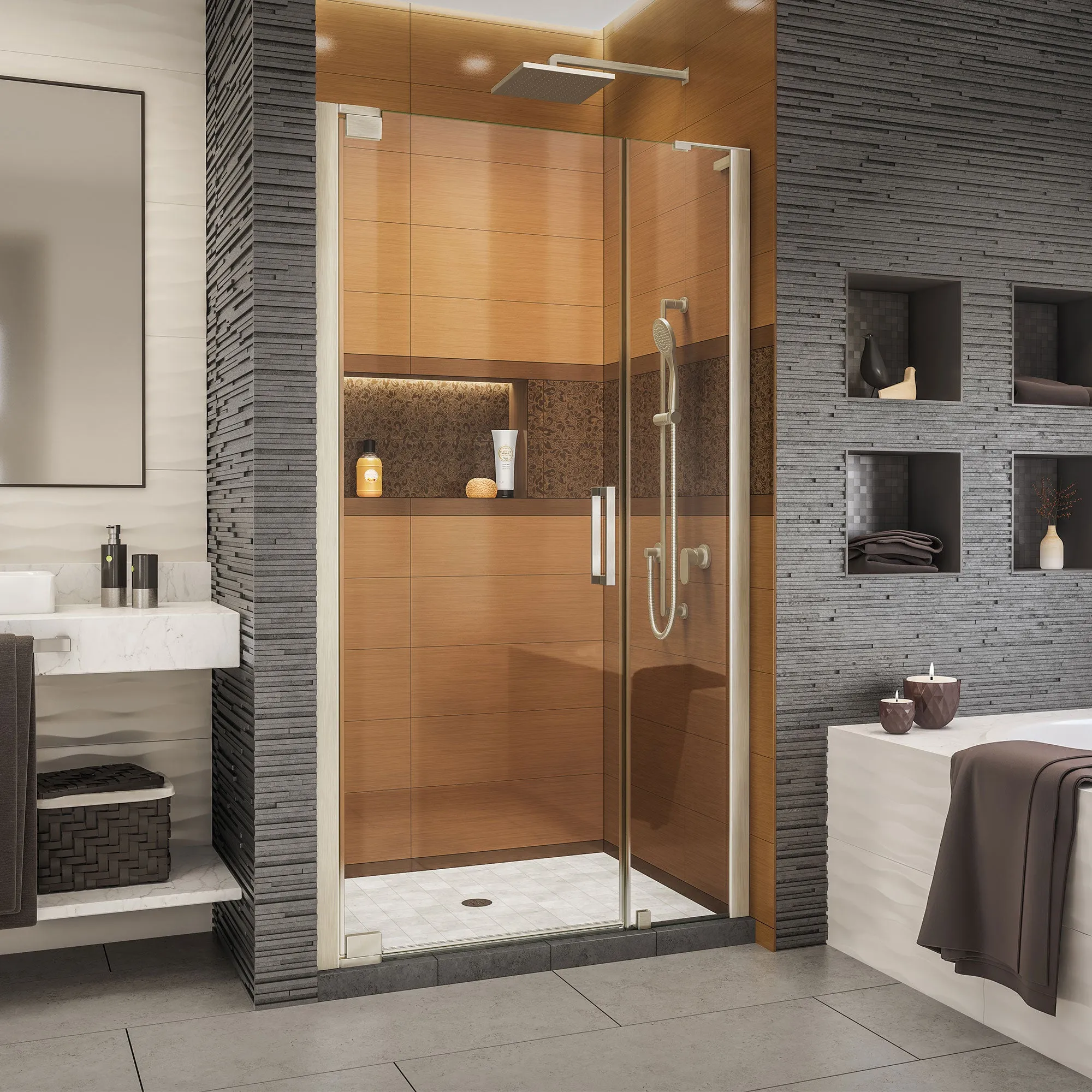 DreamLine Elegance-LS 37 - 39 in. W x 72 in. H Frameless Pivot Shower Door