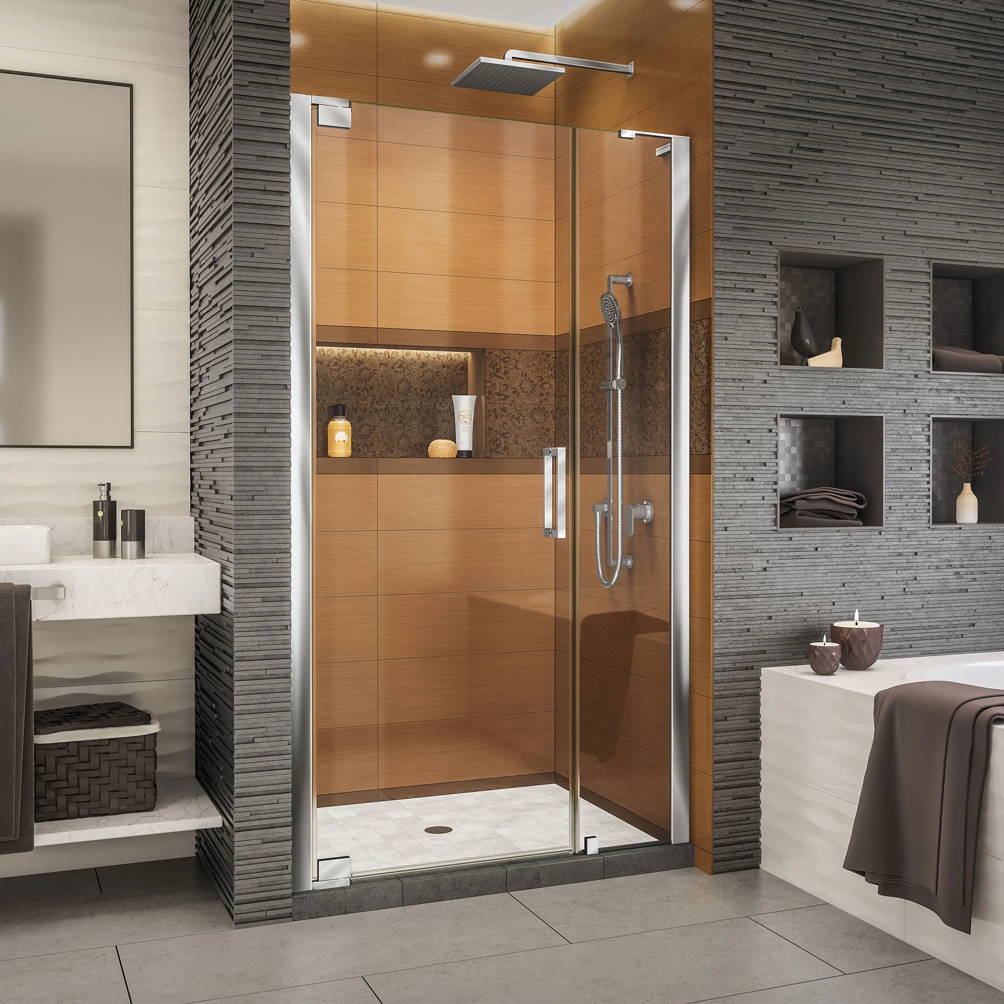 DreamLine Elegance-LS 37 - 39 in. W x 72 in. H Frameless Pivot Shower Door