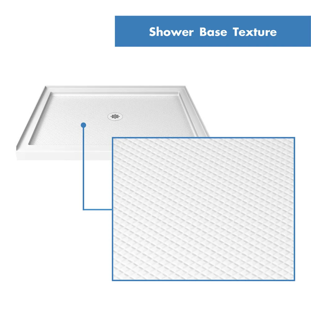 DreamLine Flex 36 in. D x 36 in. W x 76 3/4 in. H Semi-Frameless Pivot Shower DoorSlimLine Shower Base and Backwall Kit