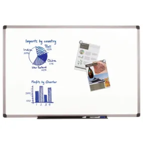 FORAY Porcelain Magnetic Dry-Erase Board, 48 x 36, White Board, Aluminum Frame With Gray Plastic Corners Item # 683127