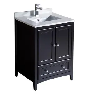 Fresca Oxford 24 Espresso Traditional Bathroom Cabinet w/ Top & Sink