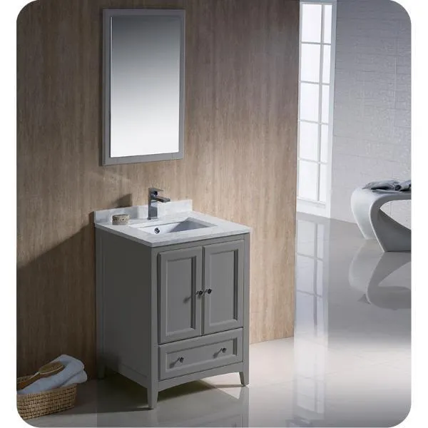 Fresca Oxford 24 Gray Traditional Bathroom Cabinet w/ Top & Sinks