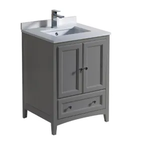 Fresca Oxford 24 Gray Traditional Bathroom Cabinet w/ Top & Sinks