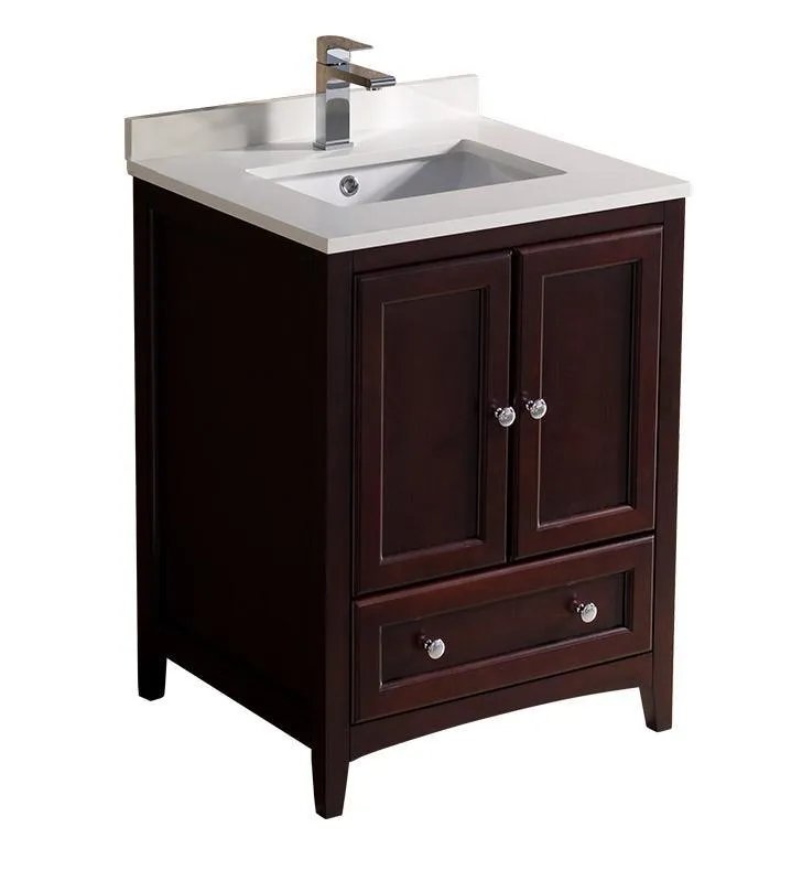 Fresca Oxford 24 Mahogany Traditional Bathroom Cabinet w/ Top & Sink