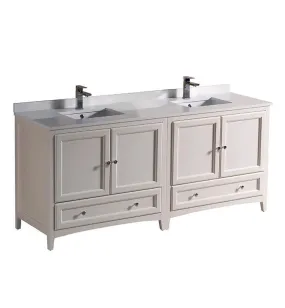 Fresca Oxford 72 Antique White Traditional Double Sink Bathroom Cabinets