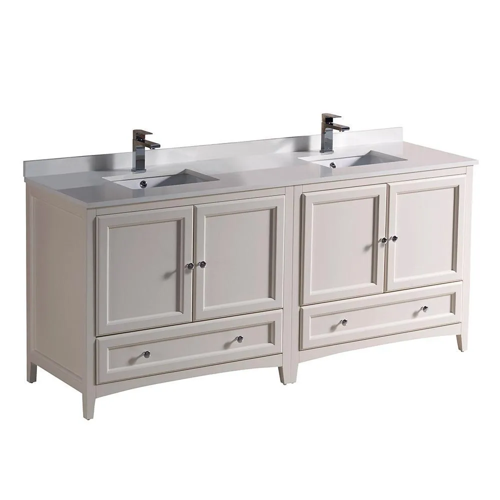 Fresca Oxford 72 Antique White Traditional Double Sink Bathroom Cabinets