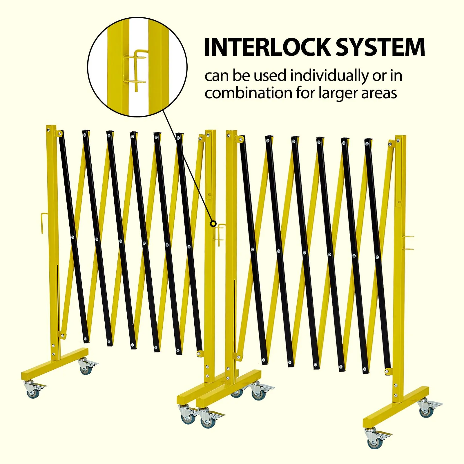 GARVEE 11.8FT Expandable Safety Barricade with Casters & Warning Board