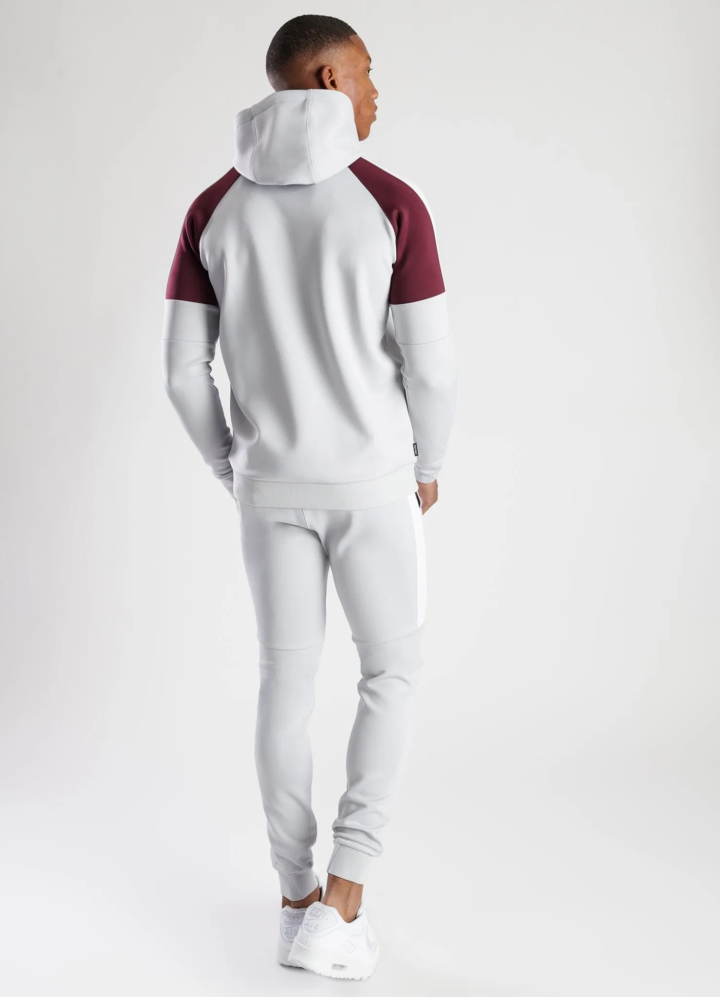 GK Core Plus Contrast Poly Hoodie - Microchip/Burgundy/White