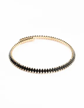 Gold Black Diamante Wrapped Stretch Choker