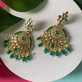 Gold Plated Traditional Handcrafted Kundan Earrings Adorned with Pearls for Women and Girls