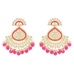 Gold Plated Traditional Handcrafted Kundan Earrings Adorned with Pearls for Women and Girls