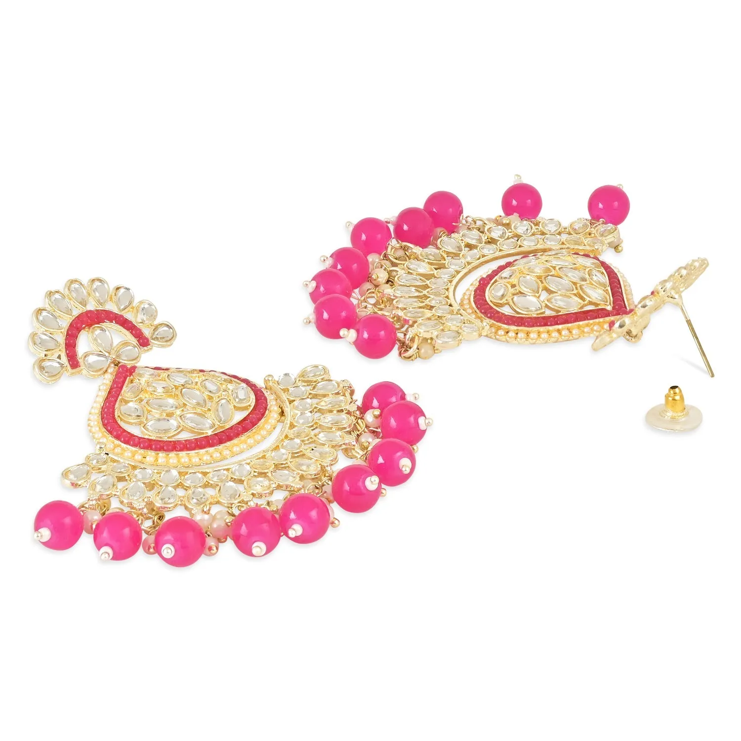 Gold Plated Traditional Handcrafted Kundan Earrings Adorned with Pearls for Women and Girls