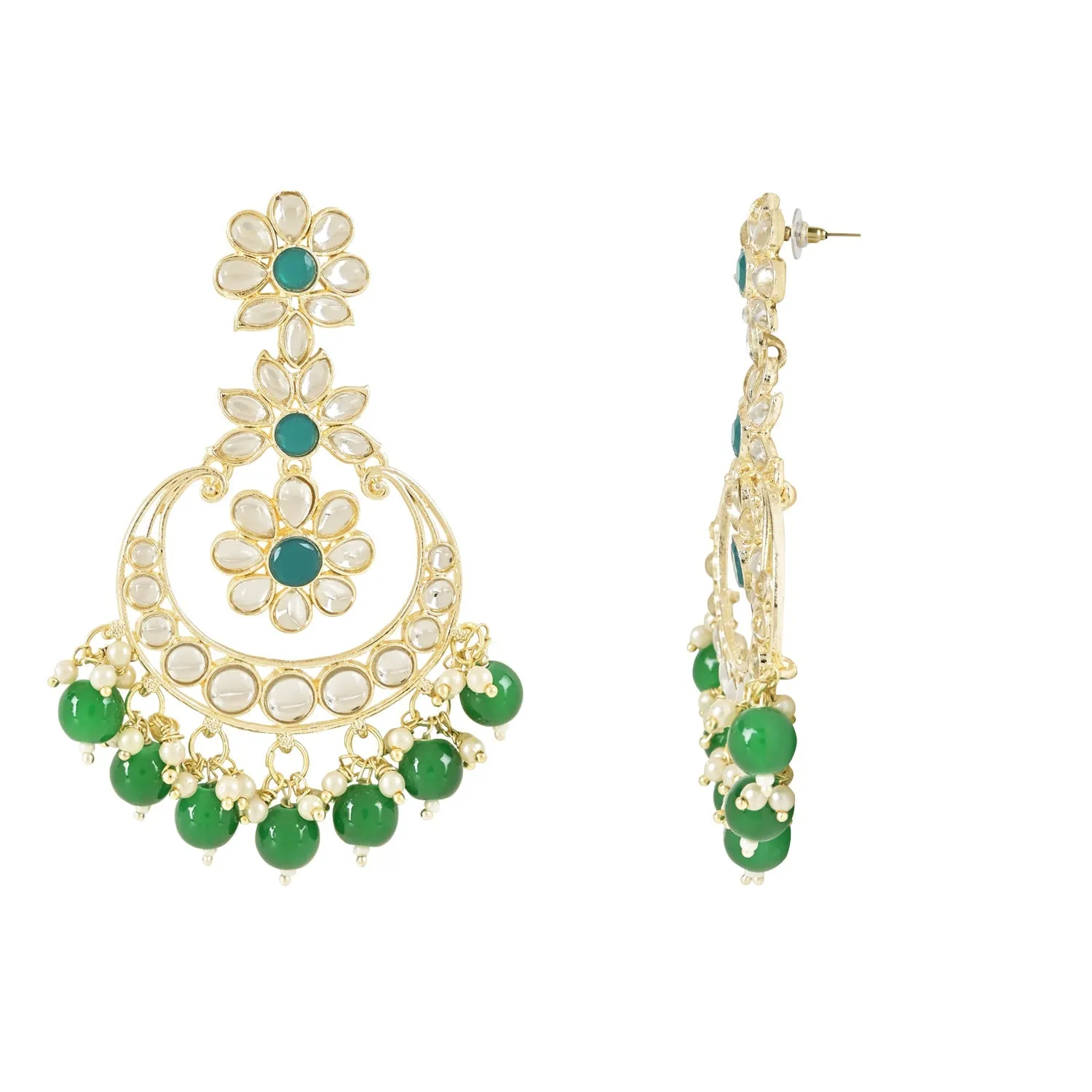 Gold Plated Traditional Handcrafted Kundan Earrings Adorned with Pearls for Women