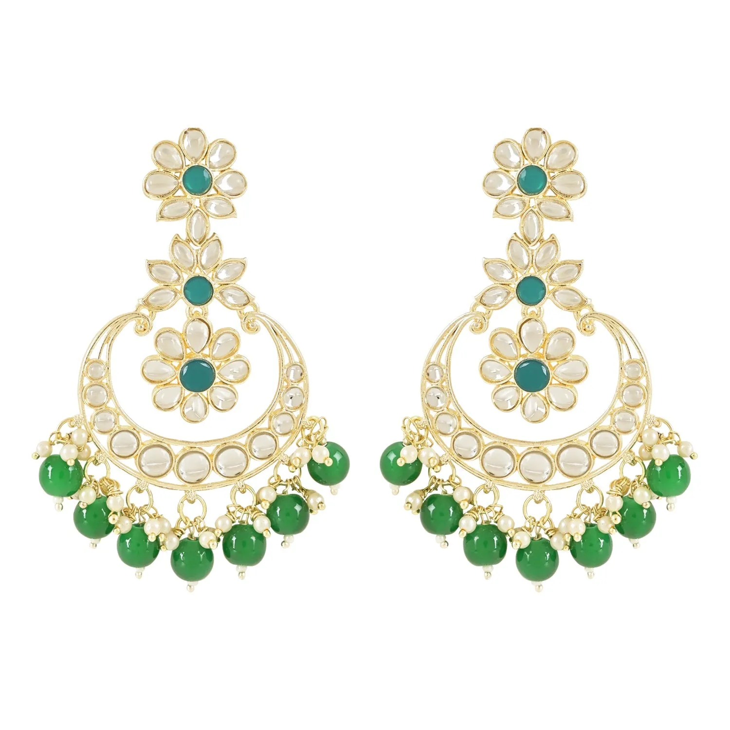 Gold Plated Traditional Handcrafted Kundan Earrings Adorned with Pearls for Women