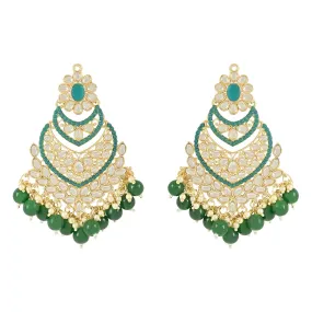 Gold Plated Traditional Handcrafted Pearl Kundan Beaded Chandbali Earrings for Women/Girls