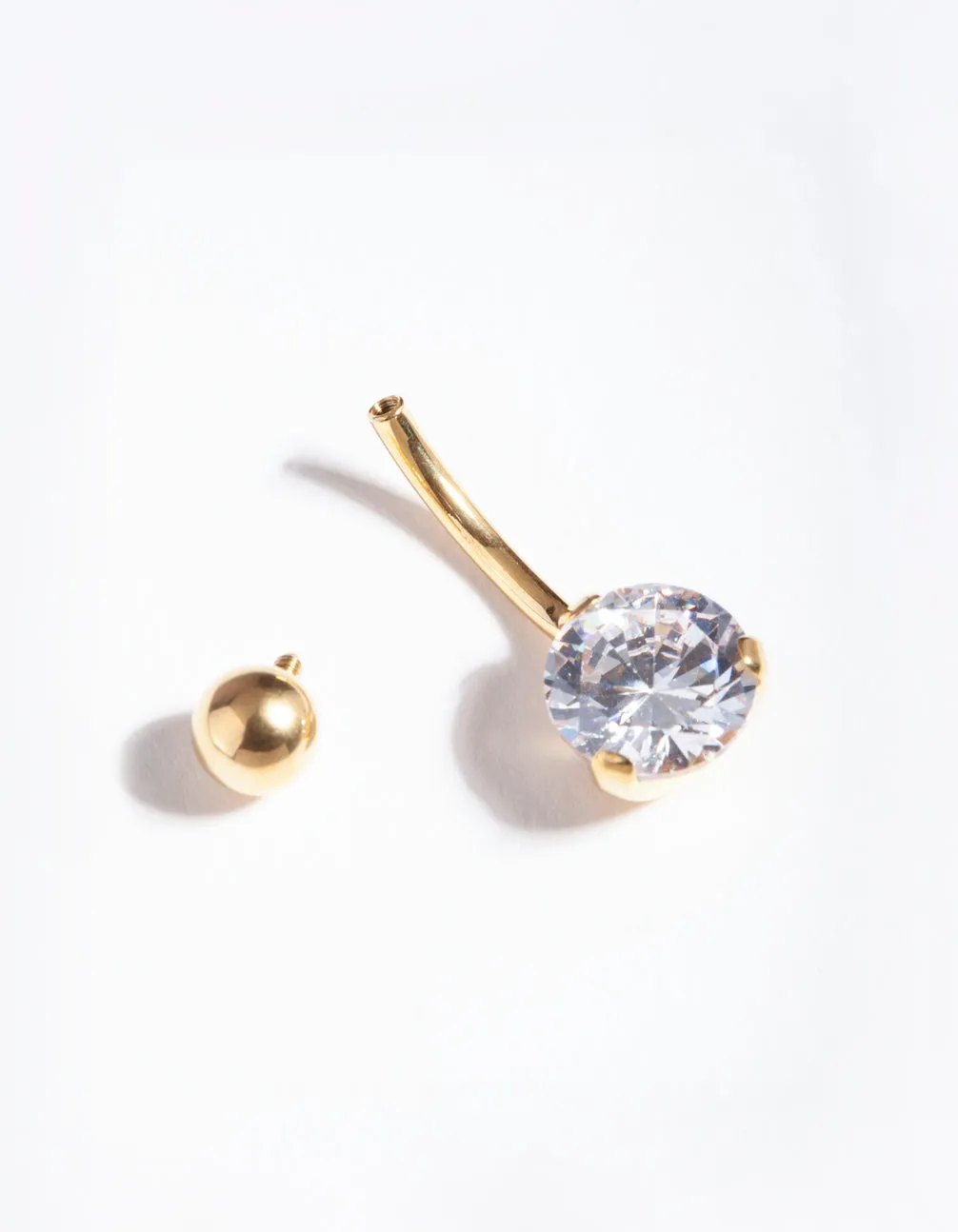 Gold Titanium Classic Diamante Belly Bar