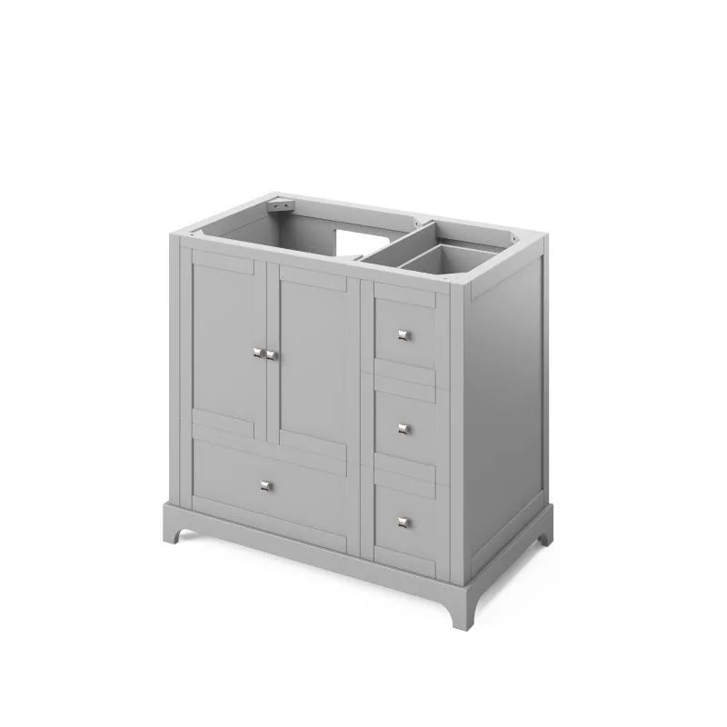 Jeffrey Alexander Addington Contemporary 36 Grey Single Undermount Sink Vanity With Quartz Top, Left Offset | VKITADD36GRCQR