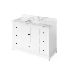 Jeffrey Alexander Addington Contemporary 48 White Single Undermount Sink Vanity With Quartz Top | VKITADD48WHCQR