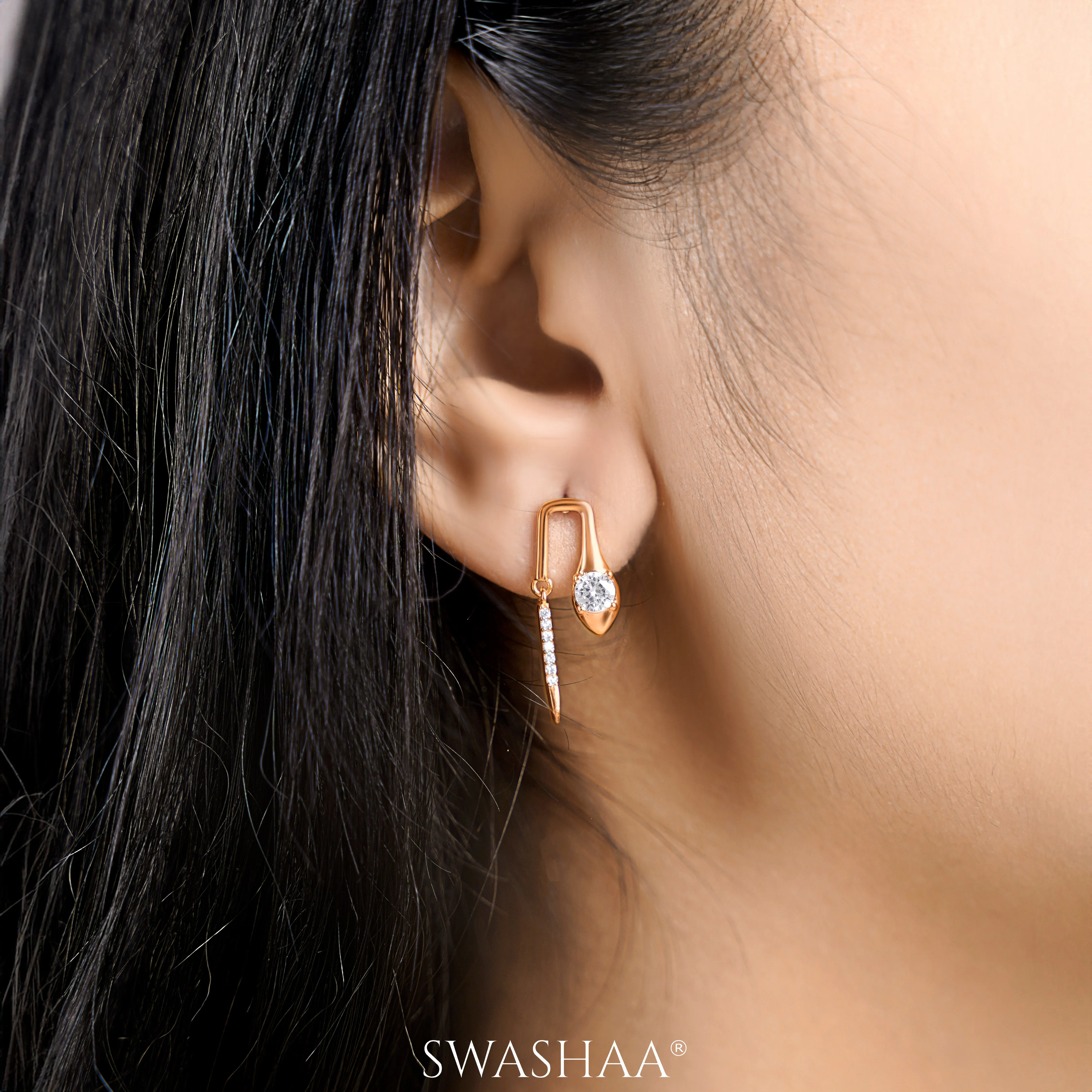 Juluis Rosegold Plated Drop Earrings