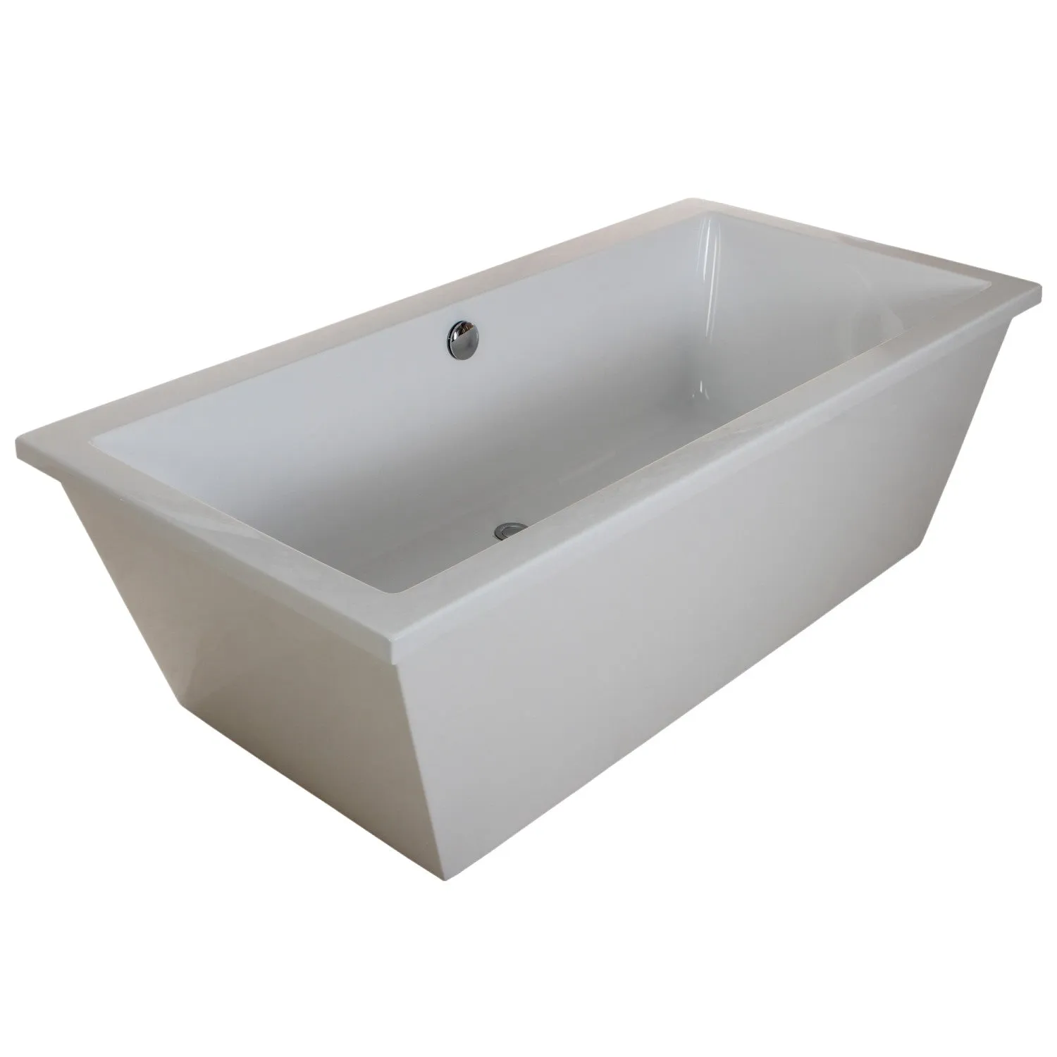 Kingston Brass VTSQ663422 66 Acrylic Rectangular Double Ended Freestanding Tub with Drain, Glossy White